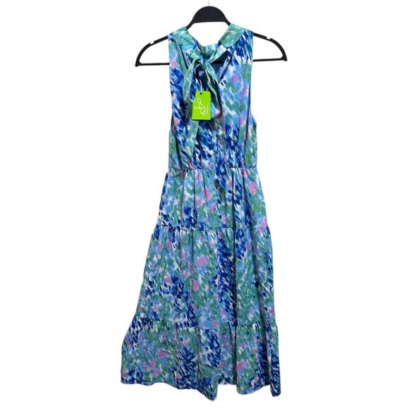 Sam Edelman Size 4 Brushstroke Garden A-Line Mock Neck Midi Dress NWT - Picture 6 of 10